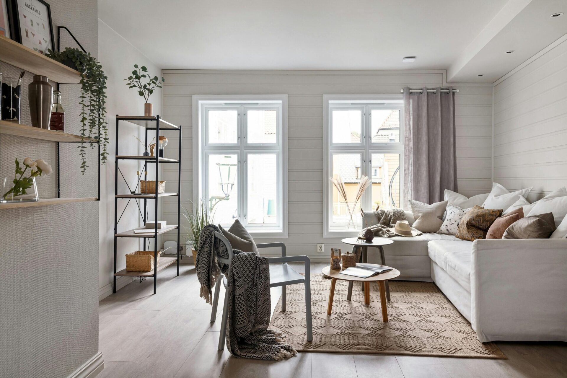 Bright modern living room in a Cheltenham home styled for sale ahead of the Cheltenham Festival