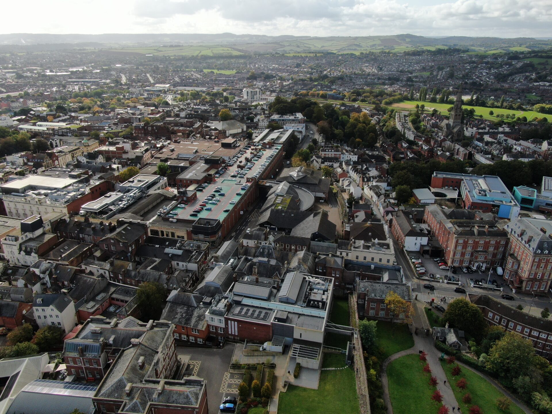 Aerial view of Exeter city centre and residential areas, highlighting the strong buy-to-let rental market in Exeter.