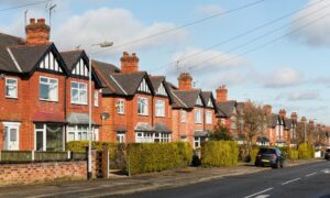 Row of red-brick detached houses on a residential street in Harrogate, reflecting strong demand for spacious homes in the 2026 property market