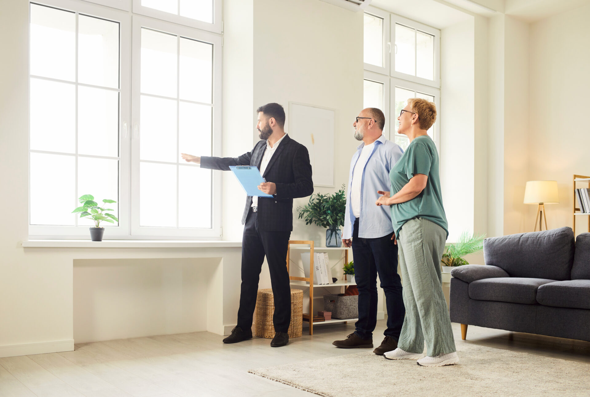 Estate agent showing a rental property to a couple, representing landlords reviewing properties under the Renters’ Rights Act changes in Stourbridge.