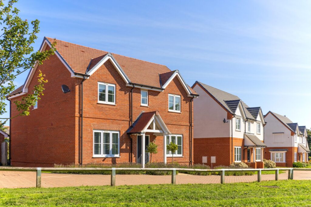 Newly built homes in a UK housing development