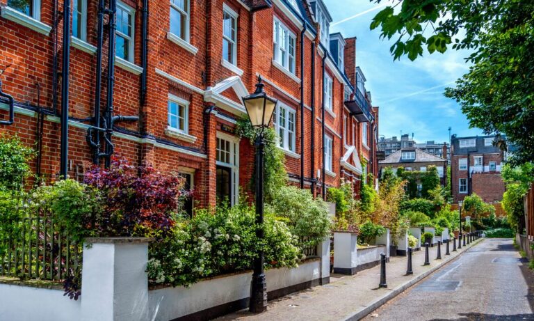 Red brick period houses in WS13 Lichfield residential area