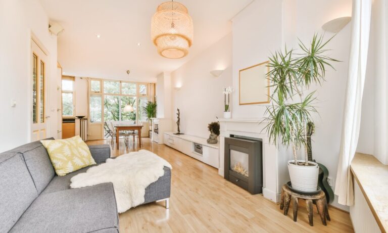 Modern living room interior in Solihull family home with bright open-plan layout