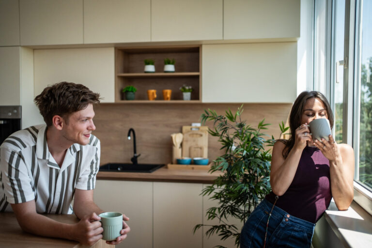 Young couple in a modern rental property in Leeds